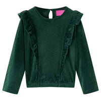 Blusa para criança com folhos verde-escuro 92