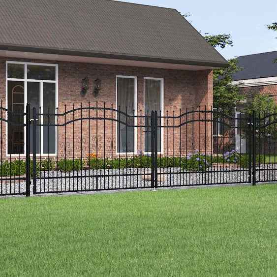 vidaXL Portão de cerca com topo em forma de lança, preto, 103x75 cm, aço com revestimento em pó