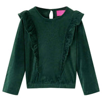 Blusa para criança com folhos verde-escuro 92