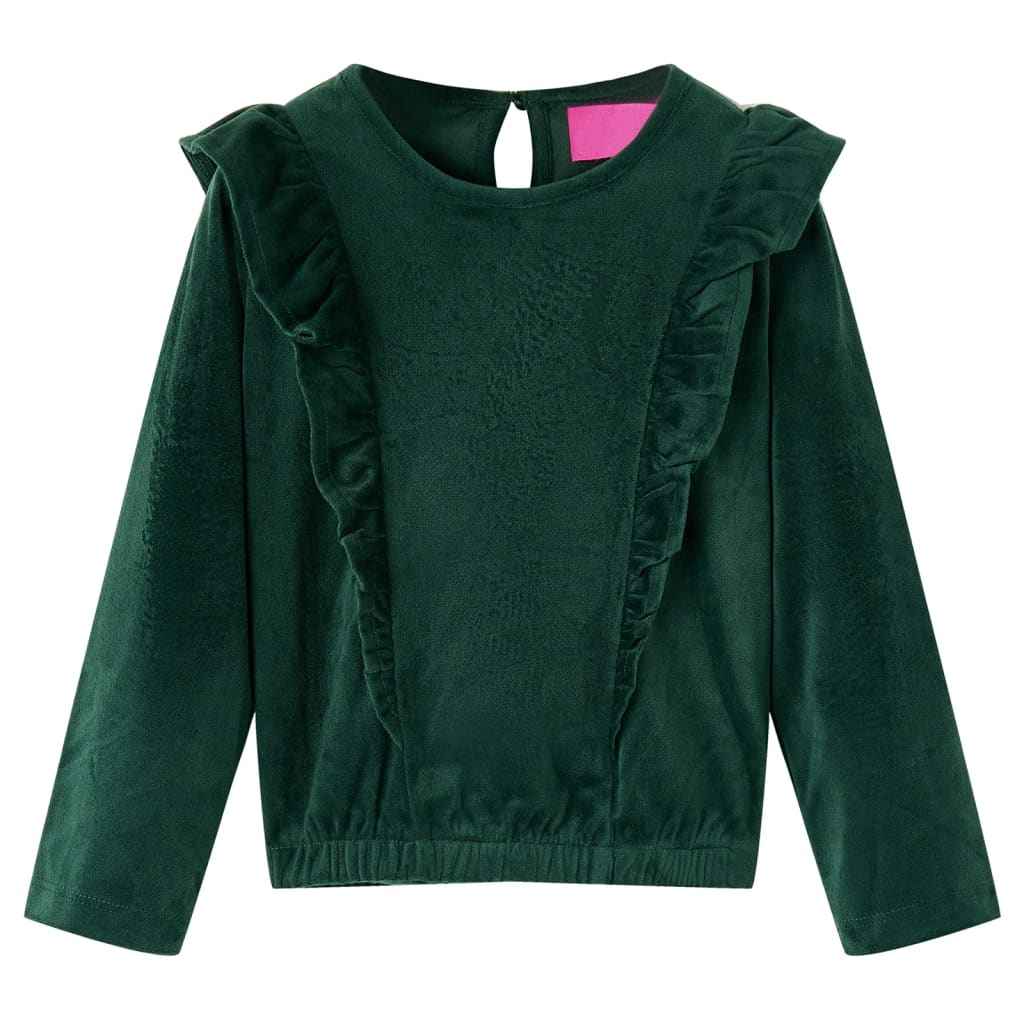 Blusa para criança com folhos verde-escuro 92