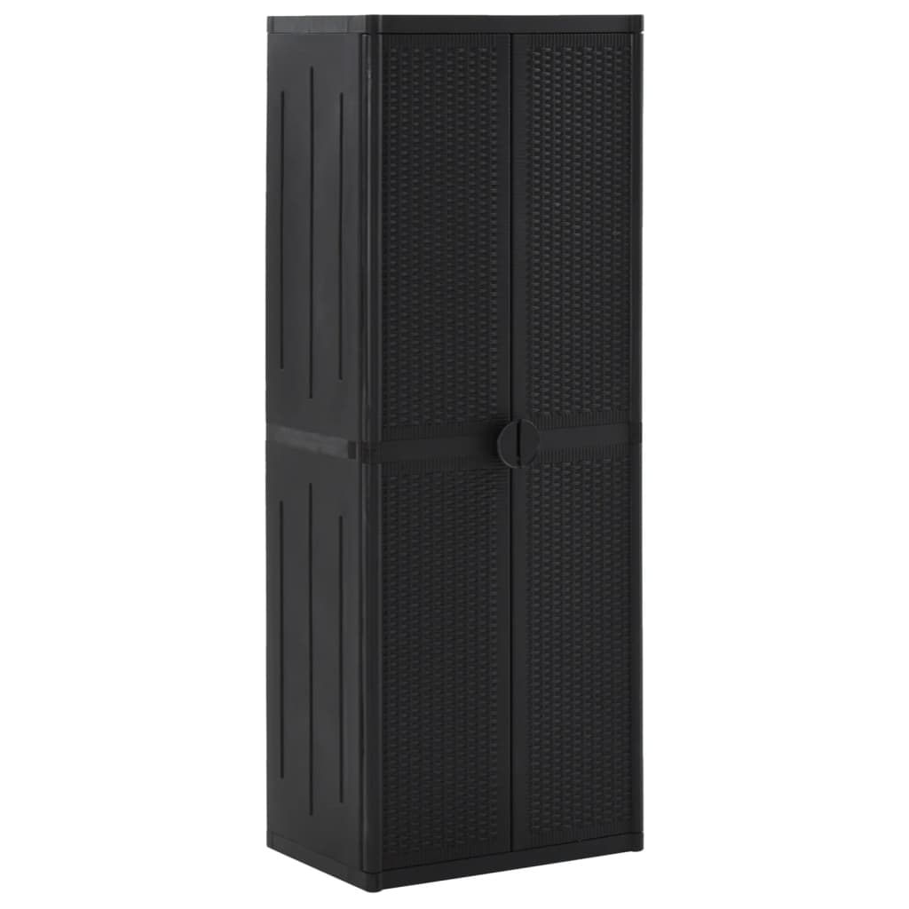 vidaXL Móvel de arrumação para jardim 65x45x88 cm vime PP preto