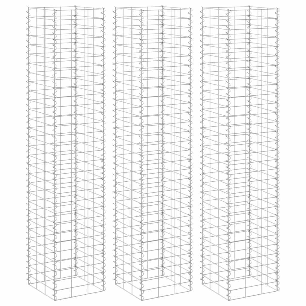 vidaXL Canteiro/gabião elevado 3 pcs 30x30x50 cm ferro