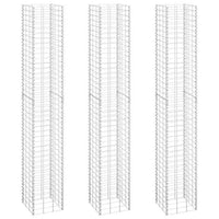 vidaXL Canteiro/gabião elevado 3 pcs 30x30x50 cm ferro