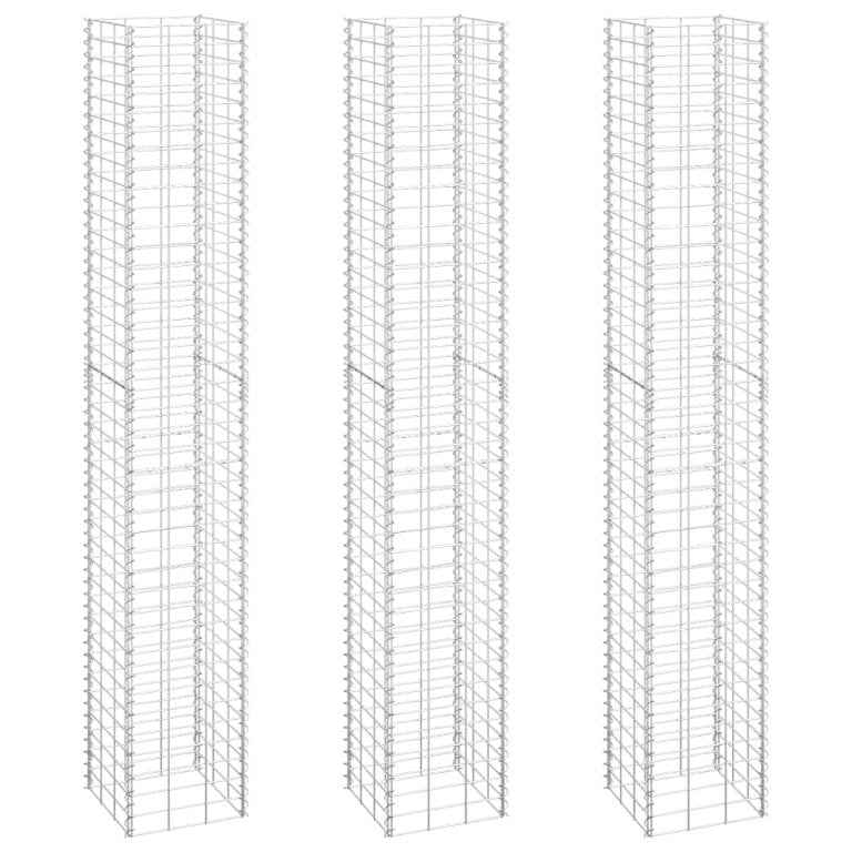 vidaXL Canteiro/gabião elevado 3 pcs 30x30x50 cm ferro