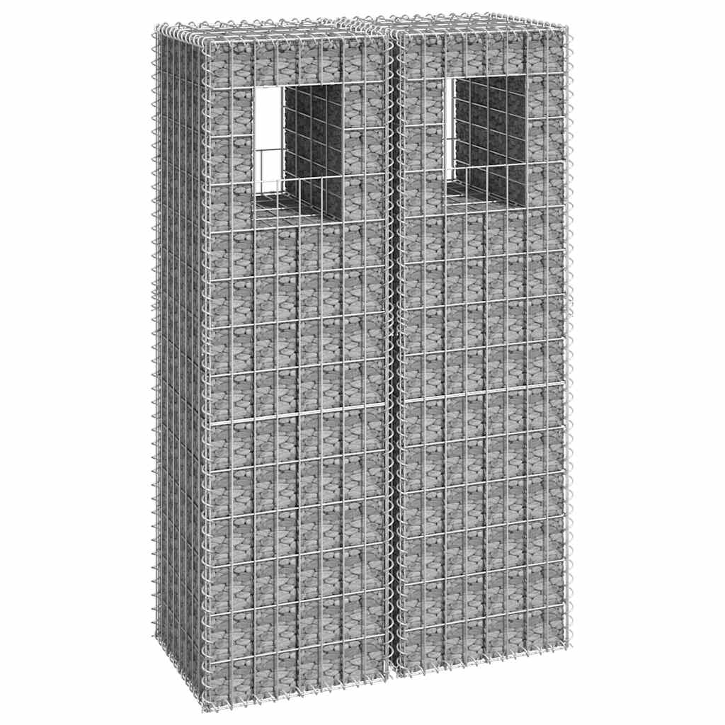 vidaXL Postes/cestos gabião 2 pcs 40x40x60 cm ferro