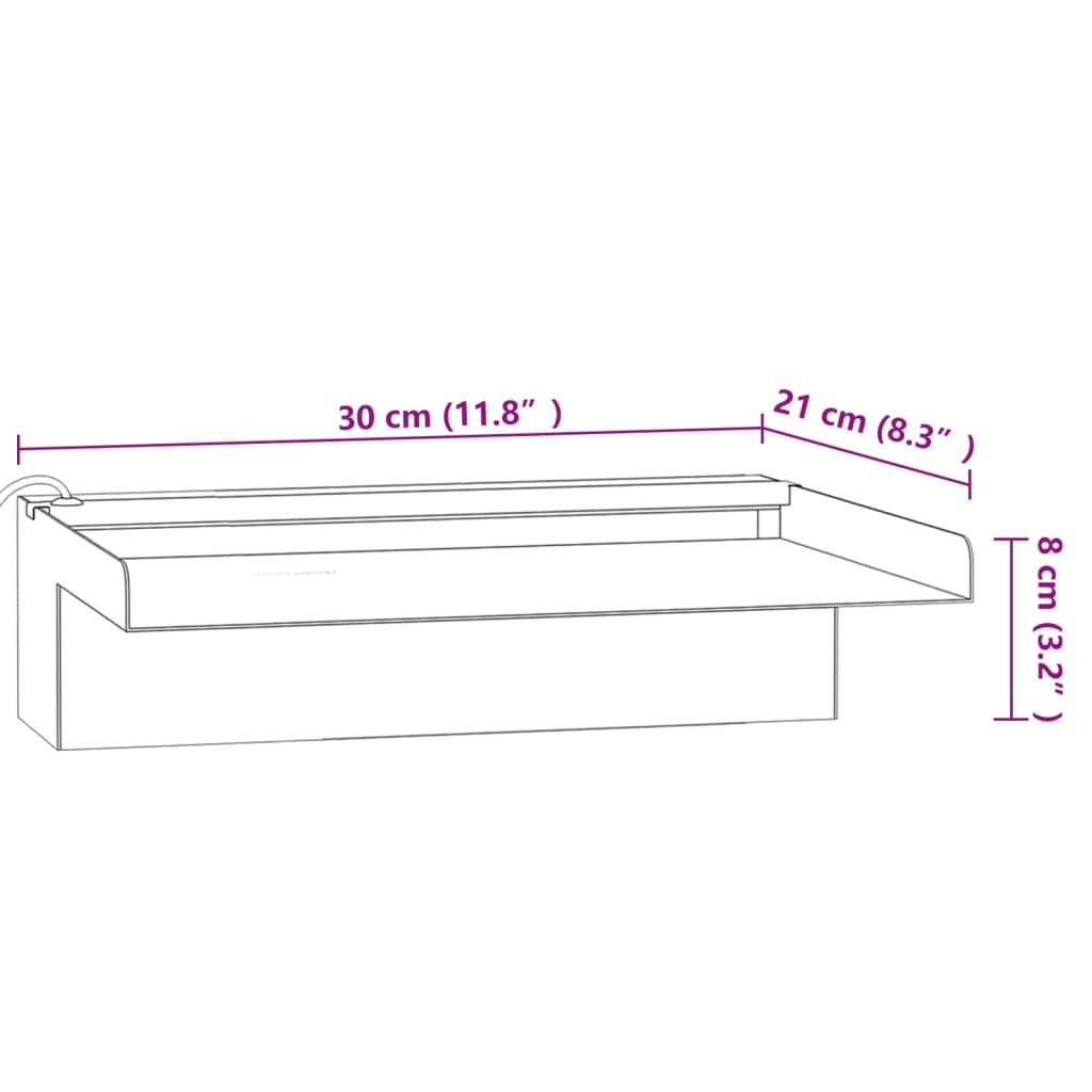 vidaXL Cascata com LEDs RGB 30 cm aço inoxidável