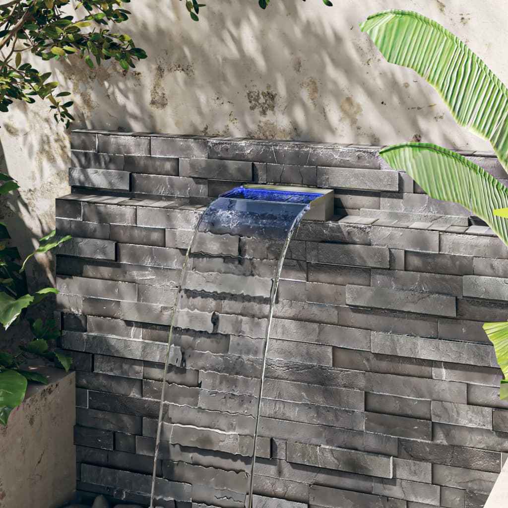 vidaXL Cascata com LEDs RGB 30 cm aço inoxidável