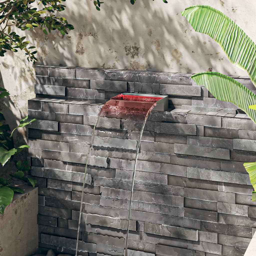 vidaXL Cascata com LEDs RGB 30 cm aço inoxidável
