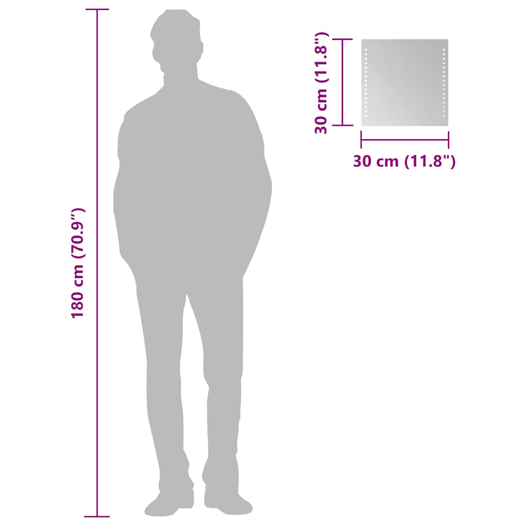 vidaXL Espelho de casa de banho com luzes LED 30x30 cm