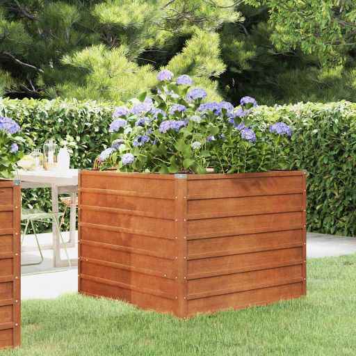 vidaXL Canteiro de jardim 100x100x77 cm aço corten cor enferrujado