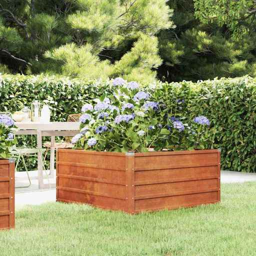 vidaXL Canteiro de jardim 100x100x77 cm aço corten cor enferrujado