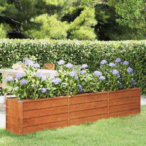 vidaXL Canteiro de jardim 100x100x77 cm aço corten cor enferrujado