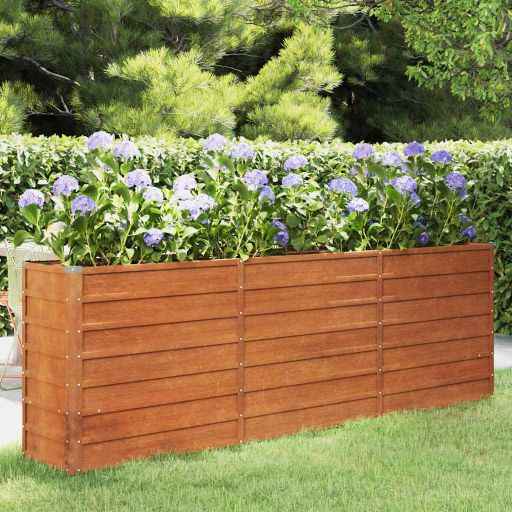 vidaXL Canteiro de jardim 100x100x77 cm aço corten cor enferrujado