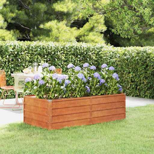 vidaXL Canteiro de jardim 100x100x77 cm aço corten cor enferrujado