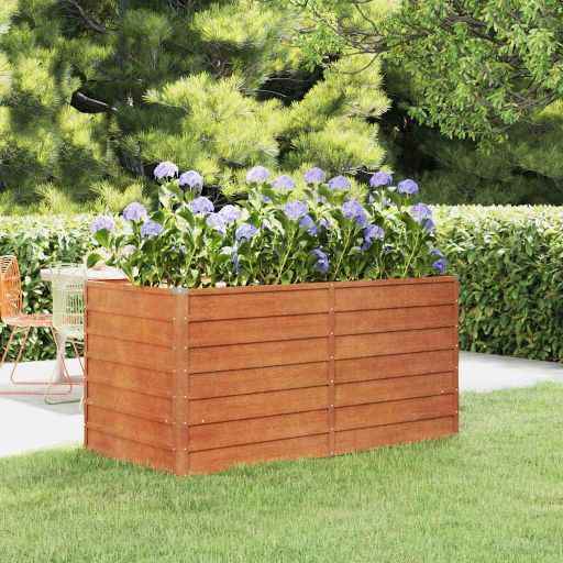 vidaXL Canteiro de jardim 100x100x77 cm aço corten cor enferrujado