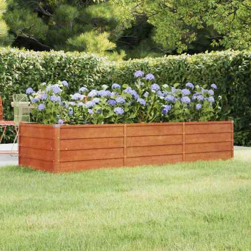 vidaXL Canteiro de jardim 100x100x77 cm aço corten cor enferrujado