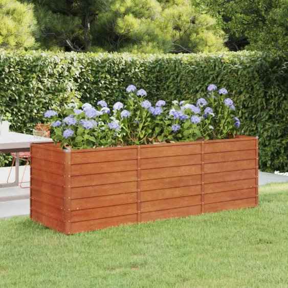 vidaXL Canteiro de jardim 100x100x77 cm aço corten cor enferrujado