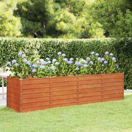 vidaXL Canteiro de jardim 100x100x77 cm aço corten cor enferrujado