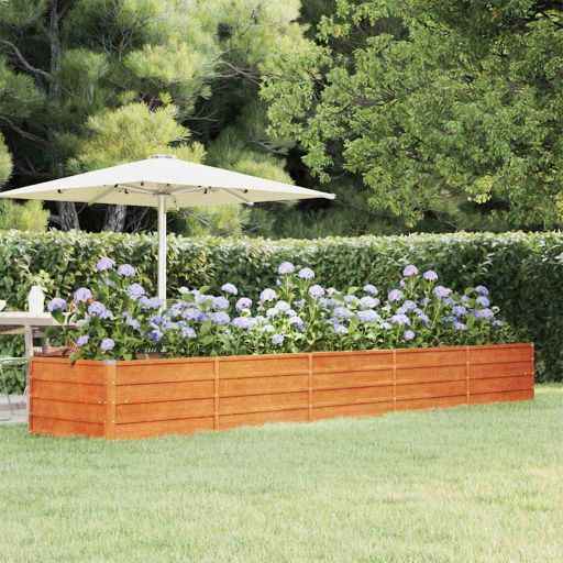 vidaXL Canteiro de jardim 100x100x77 cm aço corten cor enferrujado