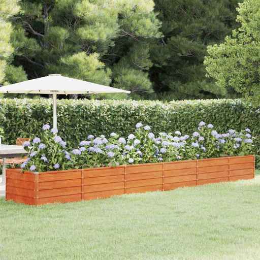 vidaXL Canteiro de jardim 100x100x77 cm aço corten cor enferrujado