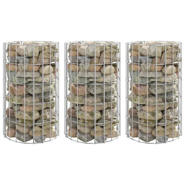 vidaXL Canteiro elevado/cesto gabião circular 3 pcs Ø30x50cm aço galv.