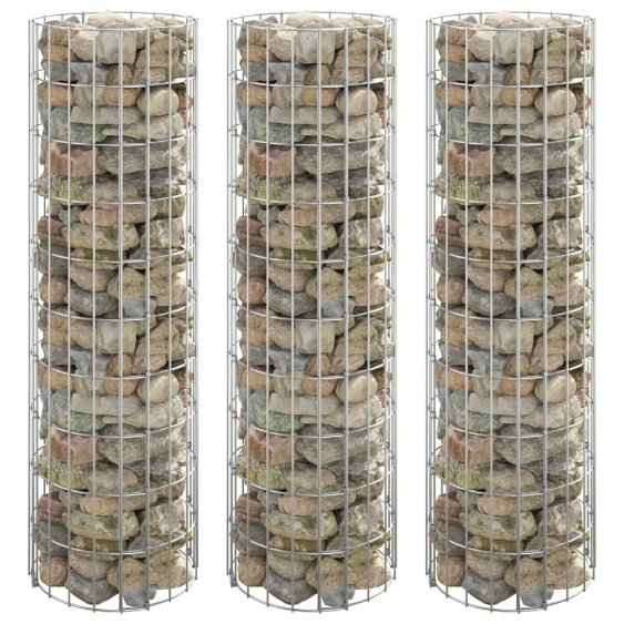 vidaXL Canteiro elevado/cesto gabião circular 3 pcs Ø30x50cm aço galv.