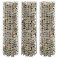 vidaXL Canteiro elevado/cesto gabião circular 3 pcs Ø30x50cm aço galv.