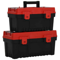 vidaXL 2 pcs conjunto de caixas de ferramentas PP preto/vermelho