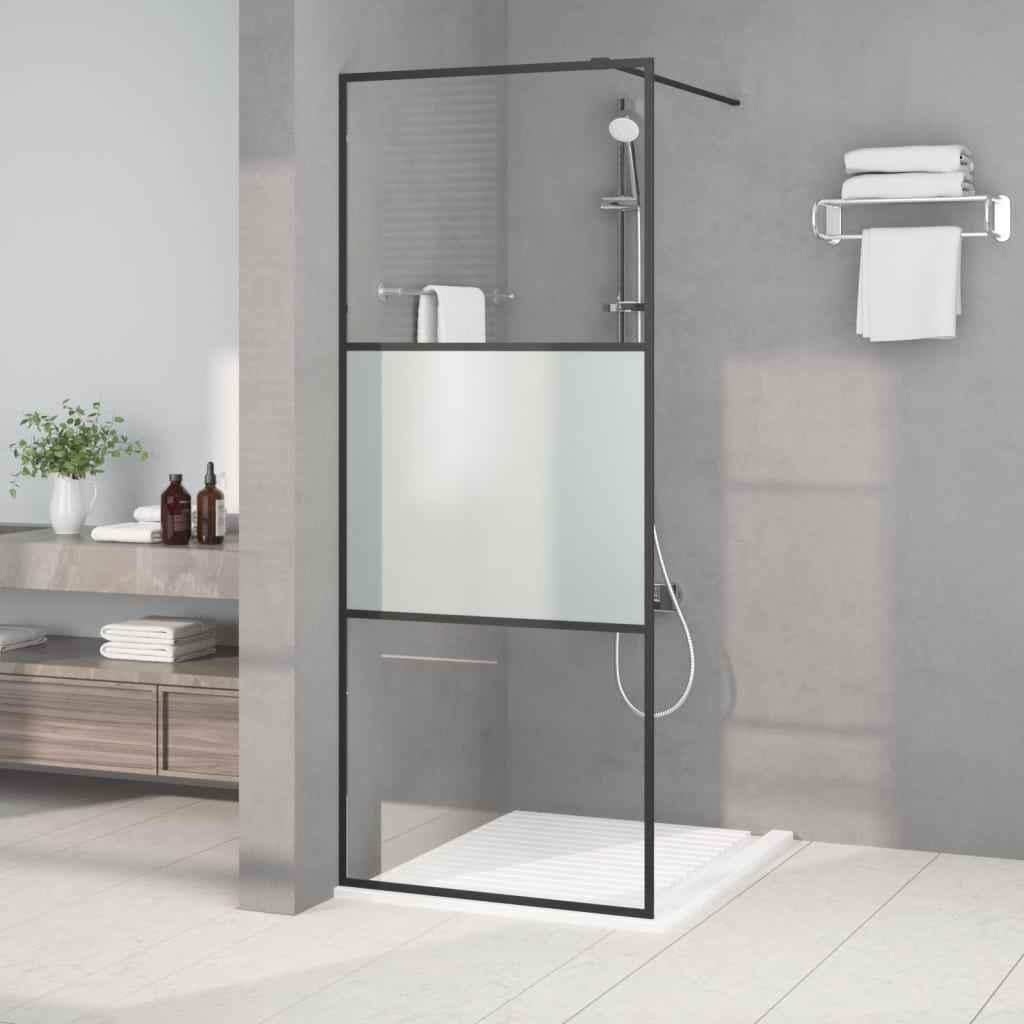 vidaXL Divisória de chuveiro 80x195 cm vidro transparente ESG preto