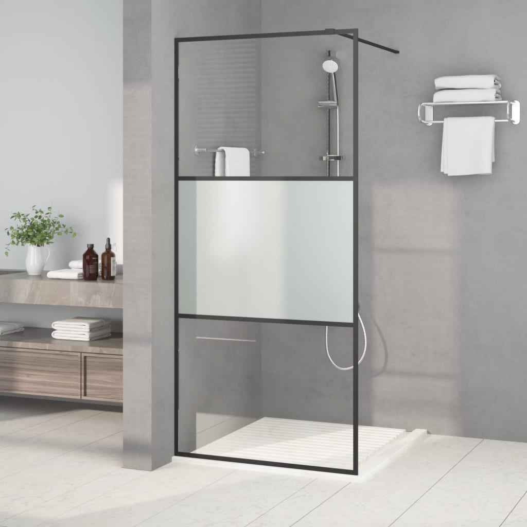 vidaXL Divisória de chuveiro 80x195 cm vidro transparente ESG preto