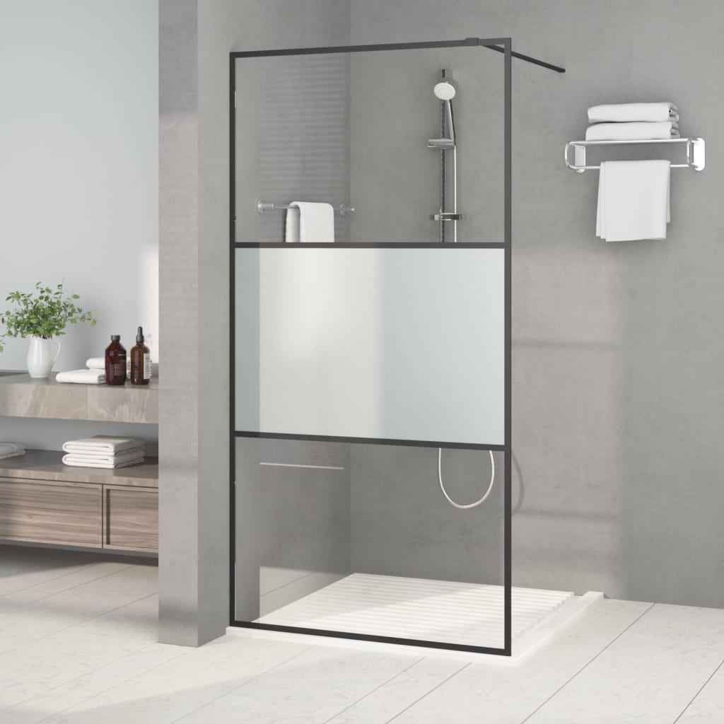 vidaXL Divisória de chuveiro 80x195 cm vidro transparente ESG preto