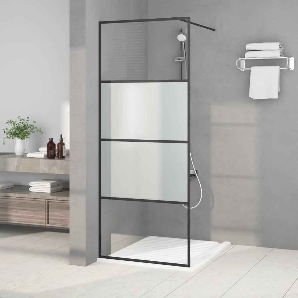 vidaXL Divisória de chuveiro 80x195 cm vidro transparente ESG preto