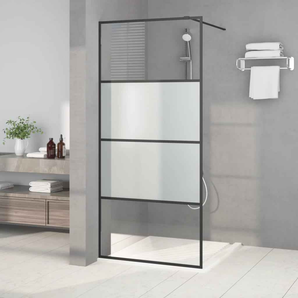 vidaXL Divisória de chuveiro 80x195 cm vidro transparente ESG preto