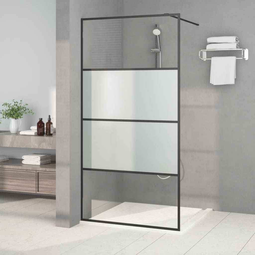vidaXL Divisória de chuveiro 80x195 cm vidro transparente ESG preto