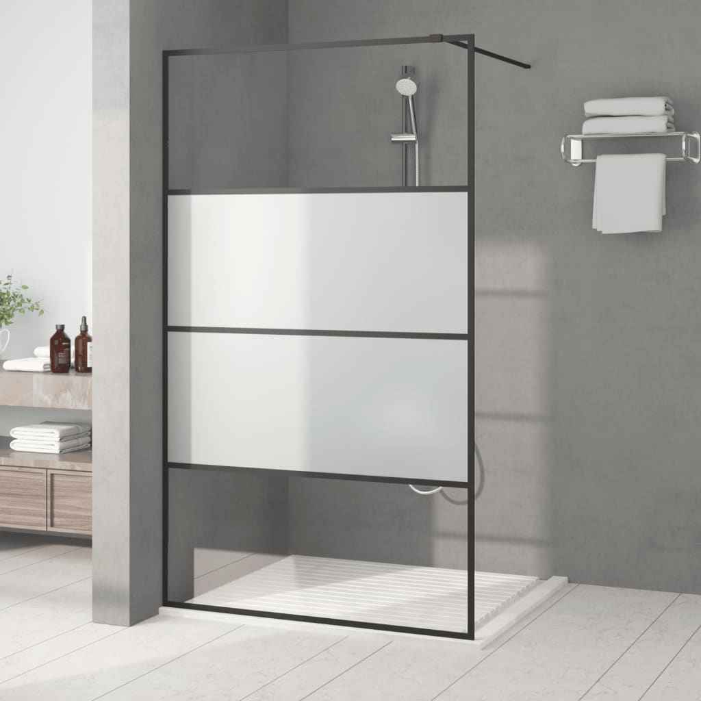vidaXL Divisória de chuveiro 80x195 cm vidro transparente ESG preto