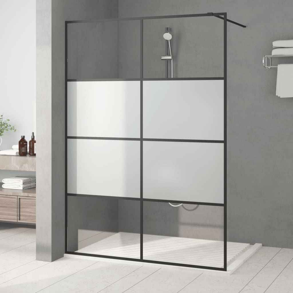 vidaXL Divisória de chuveiro 80x195 cm vidro transparente ESG preto