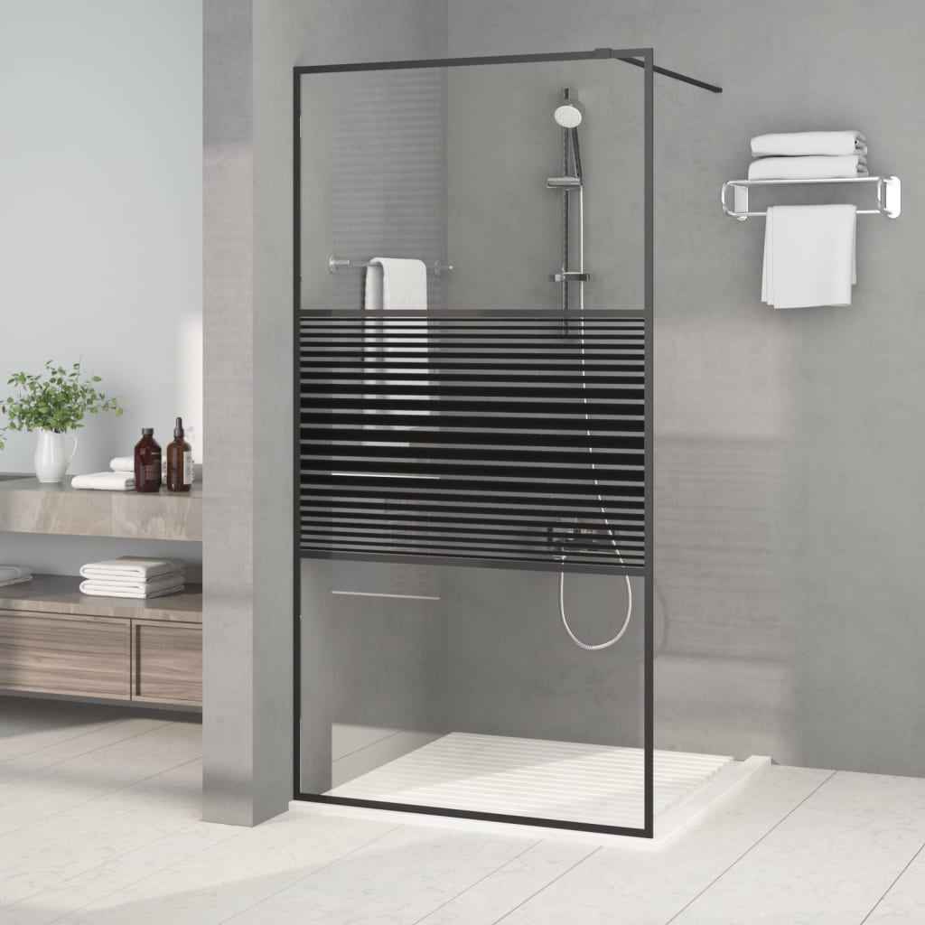 vidaXL Divisória de chuveiro 80x195 cm vidro transparente ESG preto