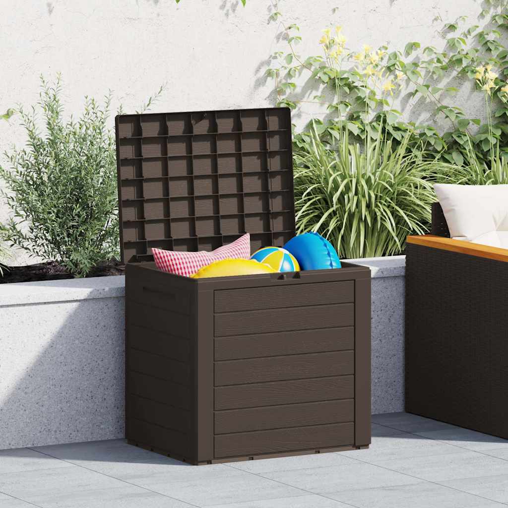 vidaXL Caixa arrumação p/ jardim 58,5x46x55 cm polipropileno castanho