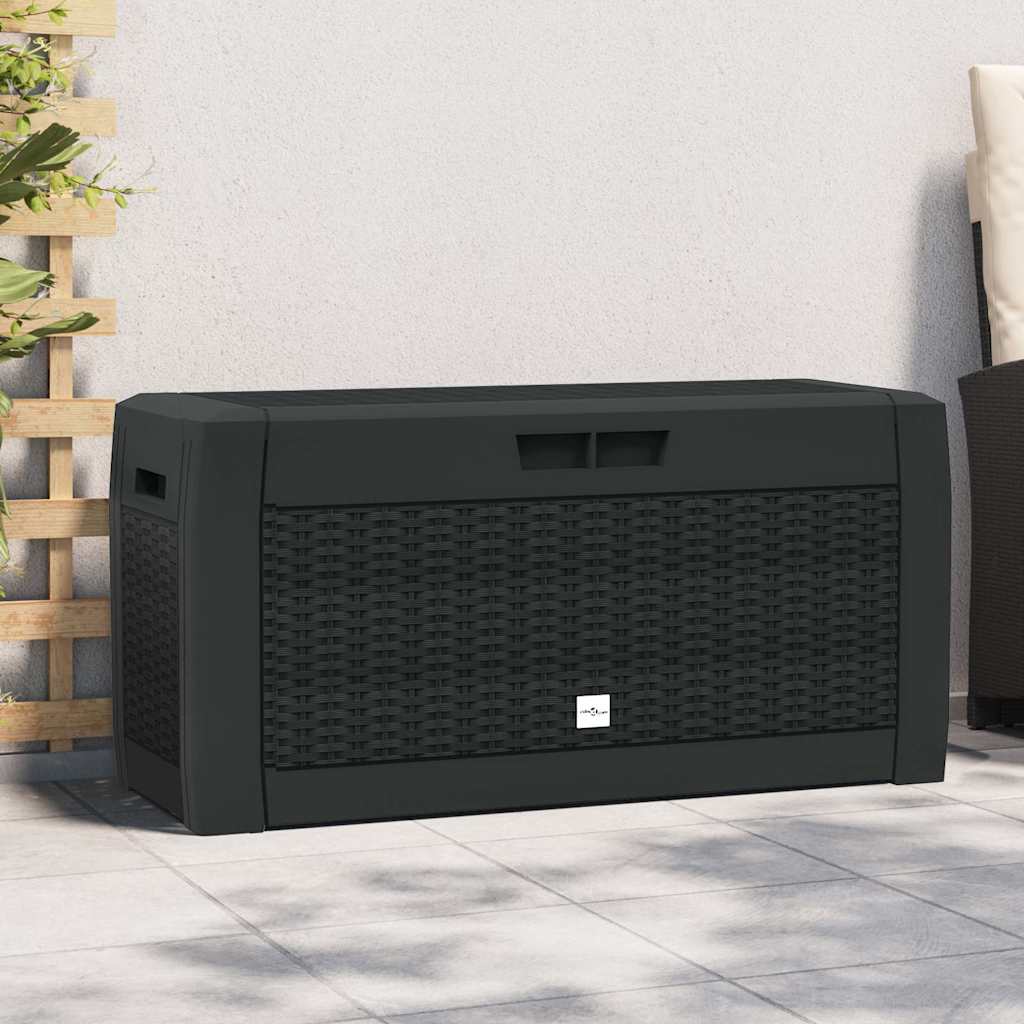 vidaXL Caixa de arrumação p/ jardim 119x48x60cm polipropileno castanho