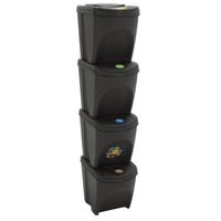 vidaXL Caixotes do lixo empilháveis 3 pcs 75 L polipropileno cinzento