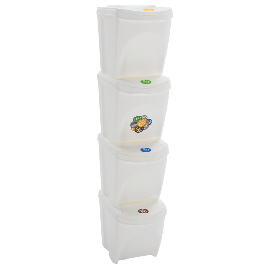 vidaXL Caixotes do lixo empilháveis 3 pcs 75 L polipropileno cinzento