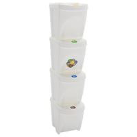 vidaXL Caixotes do lixo empilháveis 3 pcs 75 L polipropileno cinzento