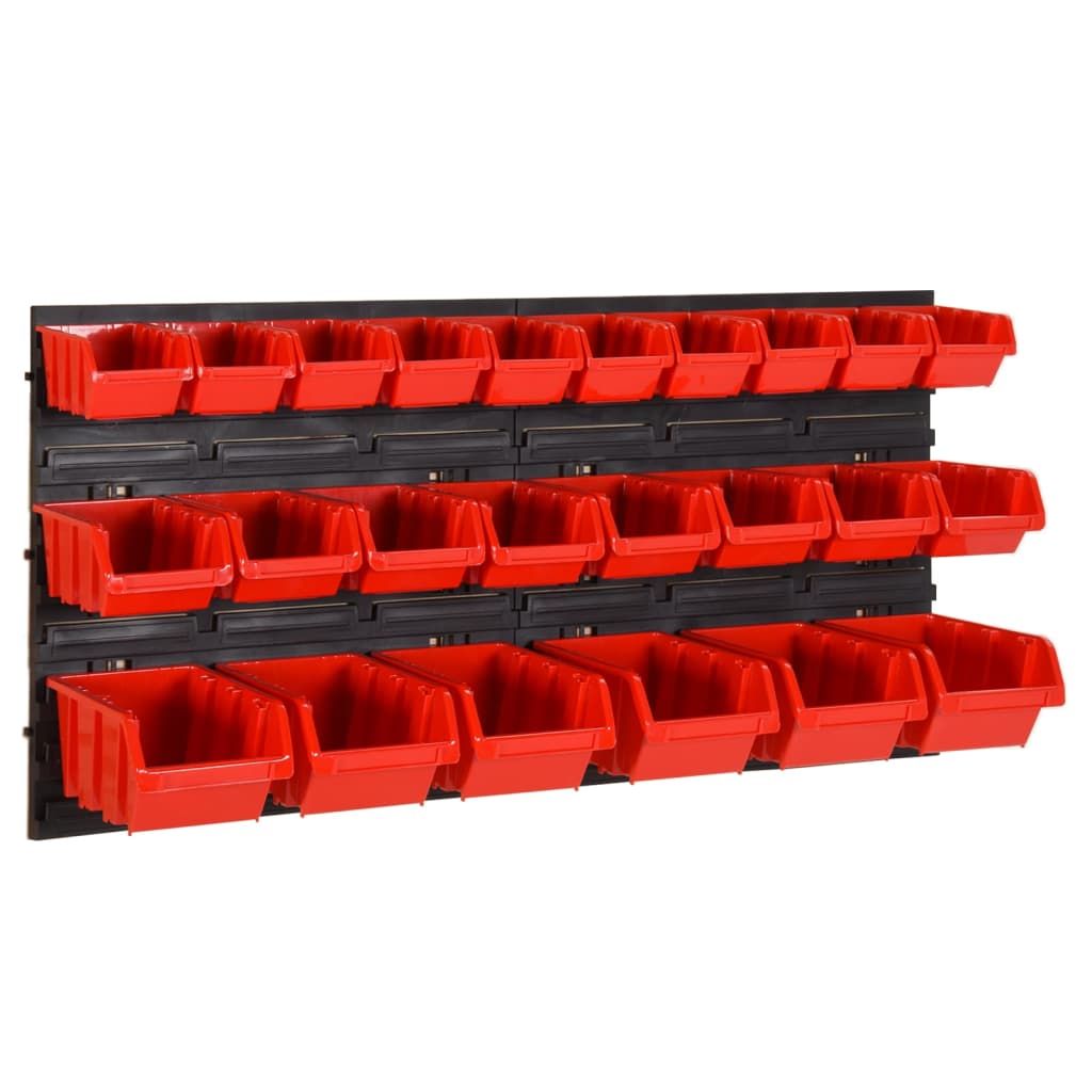 vidaXL 30pcs conjunto prateleiras de oficina 77x39cm PP preto/vermelho