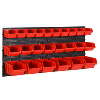 vidaXL 30pcs conjunto prateleiras de oficina 77x39cm PP preto/vermelho