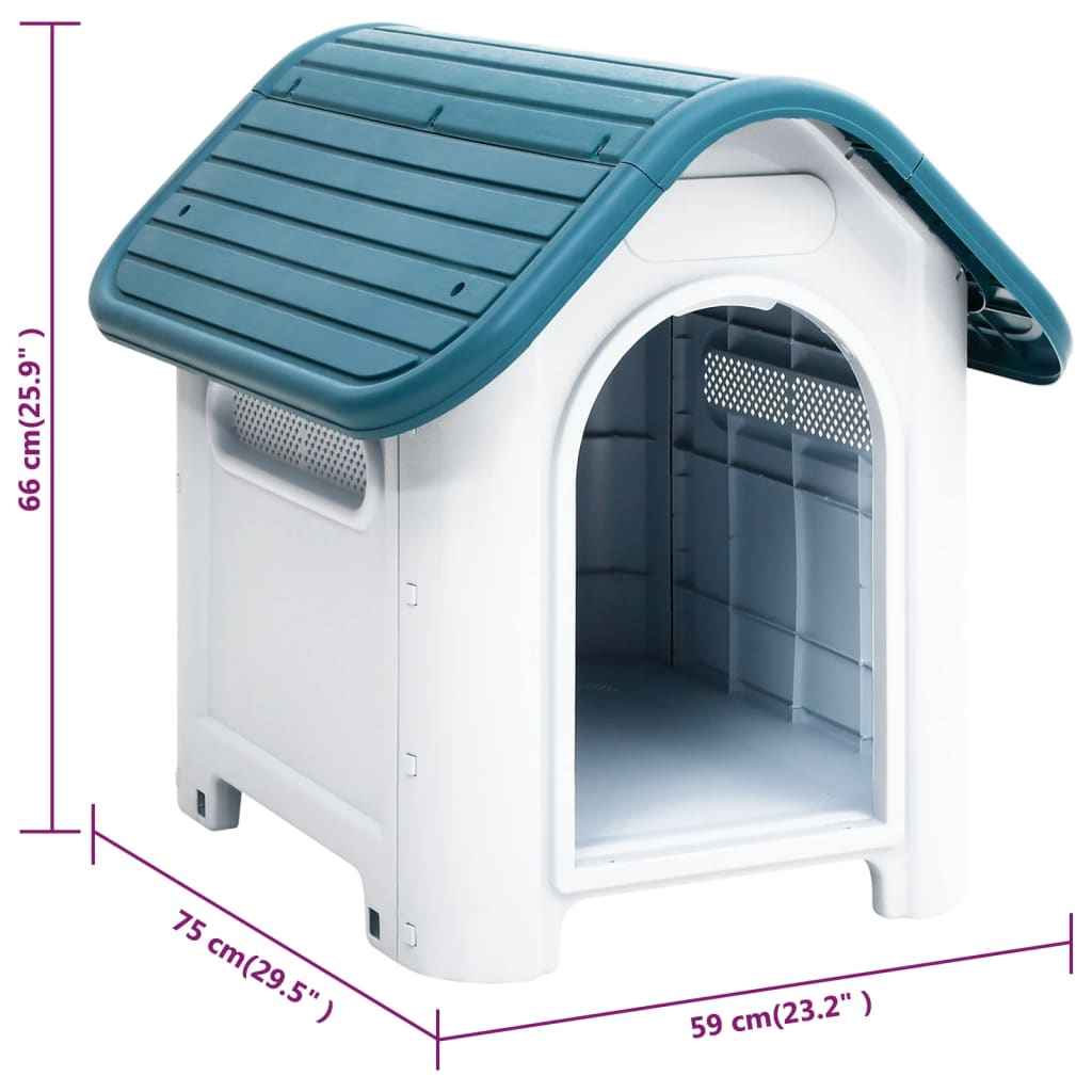 vidaXL Casota para cães 59x75x66 cm polipropileno azul