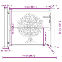 vidaXL Portão de jardim 100x75 cm em aço corten com design de árvore
