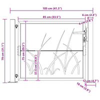 vidaXL Portão de jardim 100x75 cm em aço corten com design de grama