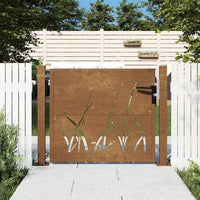 vidaXL Portão de jardim 100x75 cm em aço corten com design de grama