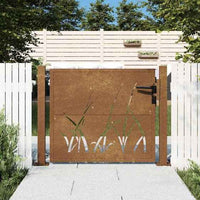 vidaXL Portão de jardim 100x75 cm em aço corten com design de grama