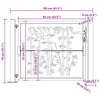 vidaXL Portão de jardim 100x75 cm Aço Corten Design Bambu